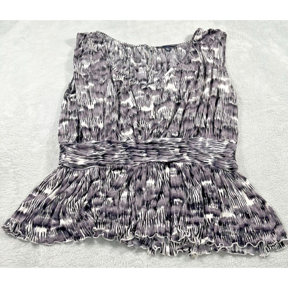 Banana Republic Womens L Peplum Sleeveless Top Abstract  Grecian Print